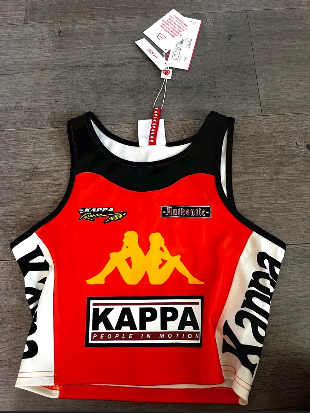 Kappa Red Tank Top with Yellow Logo and Black Trim